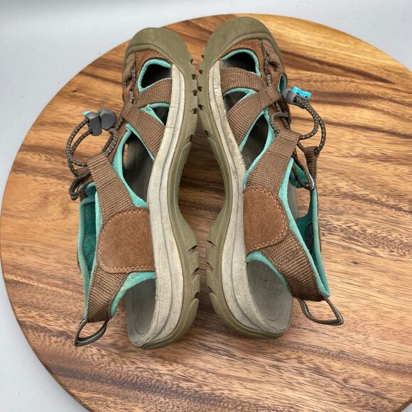 Keen Venice H2 Sandals Mens 8 Brown Teal Waterproof Bungee Vegan Hiking Cap Toe - Picture 6 of 8